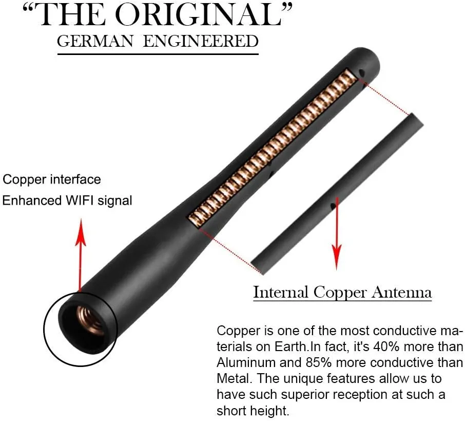 VOFONO Short Antenna Compatible with Mini Cooper 2000-2024 Mini Cooper Accessories 4.5 Inch Antenna Mast Replacement