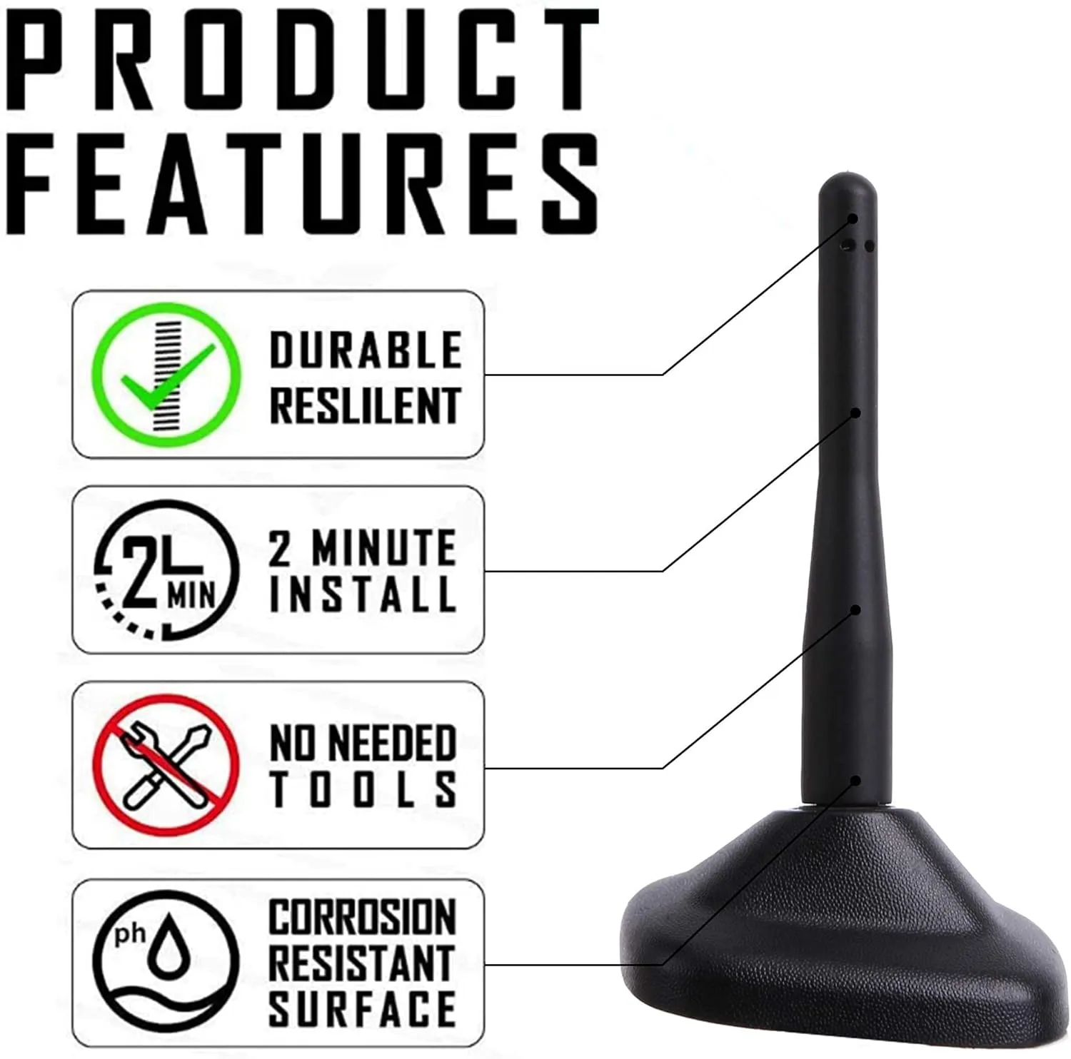 VOFONO Short Antenna Compatible with Mini Cooper 2000-2024 Mini Cooper Accessories 4.5 Inch Antenna Mast Replacement