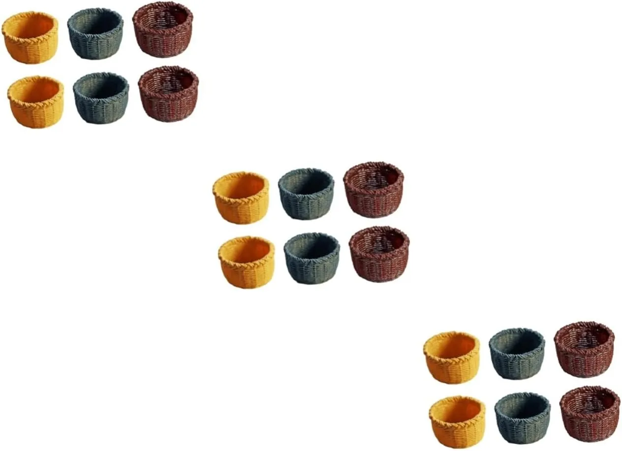 VOSAREA 3sets Mini Basket Creative Dollhouse Accessories Adorable Home Decor for Miniature Landscaping Craftsmanship for Rooms and Photo Props 6pcs*3