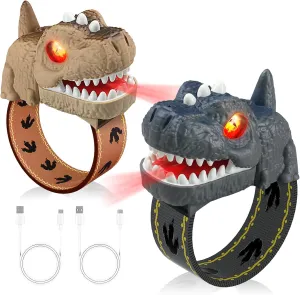 Walkie Talkies for Kids Rechargeable, Dinosaur Toys with Light, 3D Eyes, Wrist Walkie Talkie fit Outdoor Game Camping, T-rex Dino Toy for Boys Girls Age 3 4 5 6 7 8 Years Old Birthday Gifts