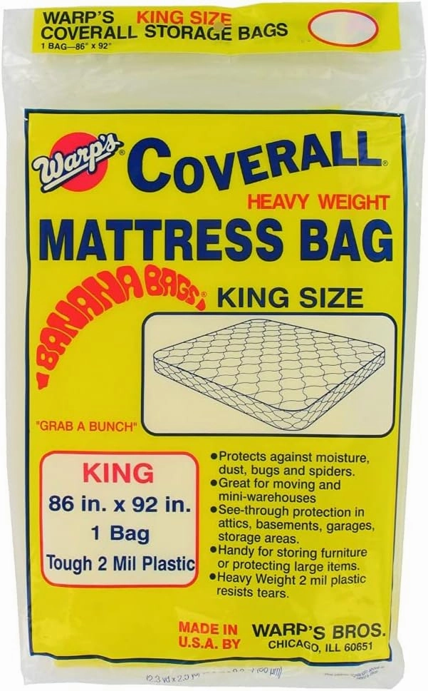 Warp's® Cb-86 Heavyweight King Size Mattress Storage Bag, 86" X 92", Yellow