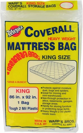 Warp's® Cb-86 Heavyweight King Size Mattress Storage Bag, 86" X 92", Yellow