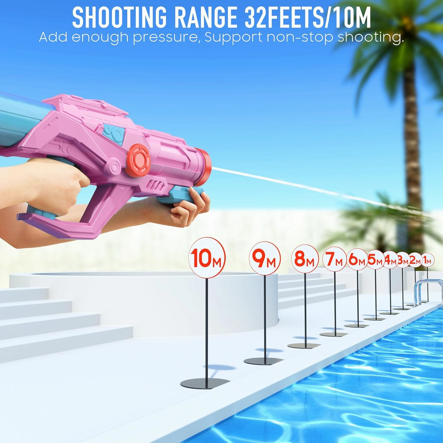 Water Guns for Kids, Super Squirt Gun Water Soaker Blaster - Big Size - 32ft Long Shooting Range - High Capacity - Quick Refill - Summer Water Toys Gun for Boys Girls and Adults Outdoor - Pink