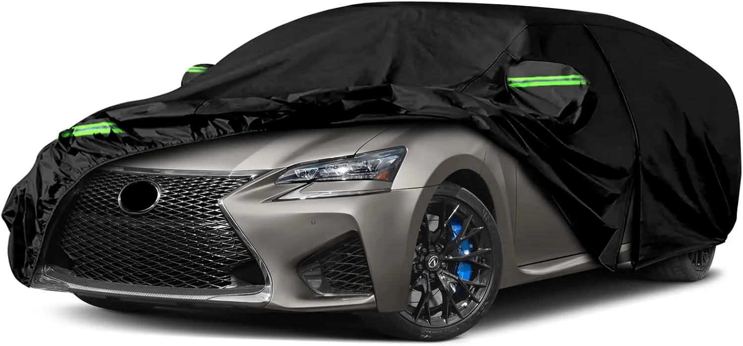 Waterproof Car Covers Replace for 1994–2020 Lexus GS200t GS300 GS350 GS450h, 6 Layers All Weather Custom-fit Car Covers with Zipper Door & Windproof Bands for Snow Rain Dust Hail Protection (GS)