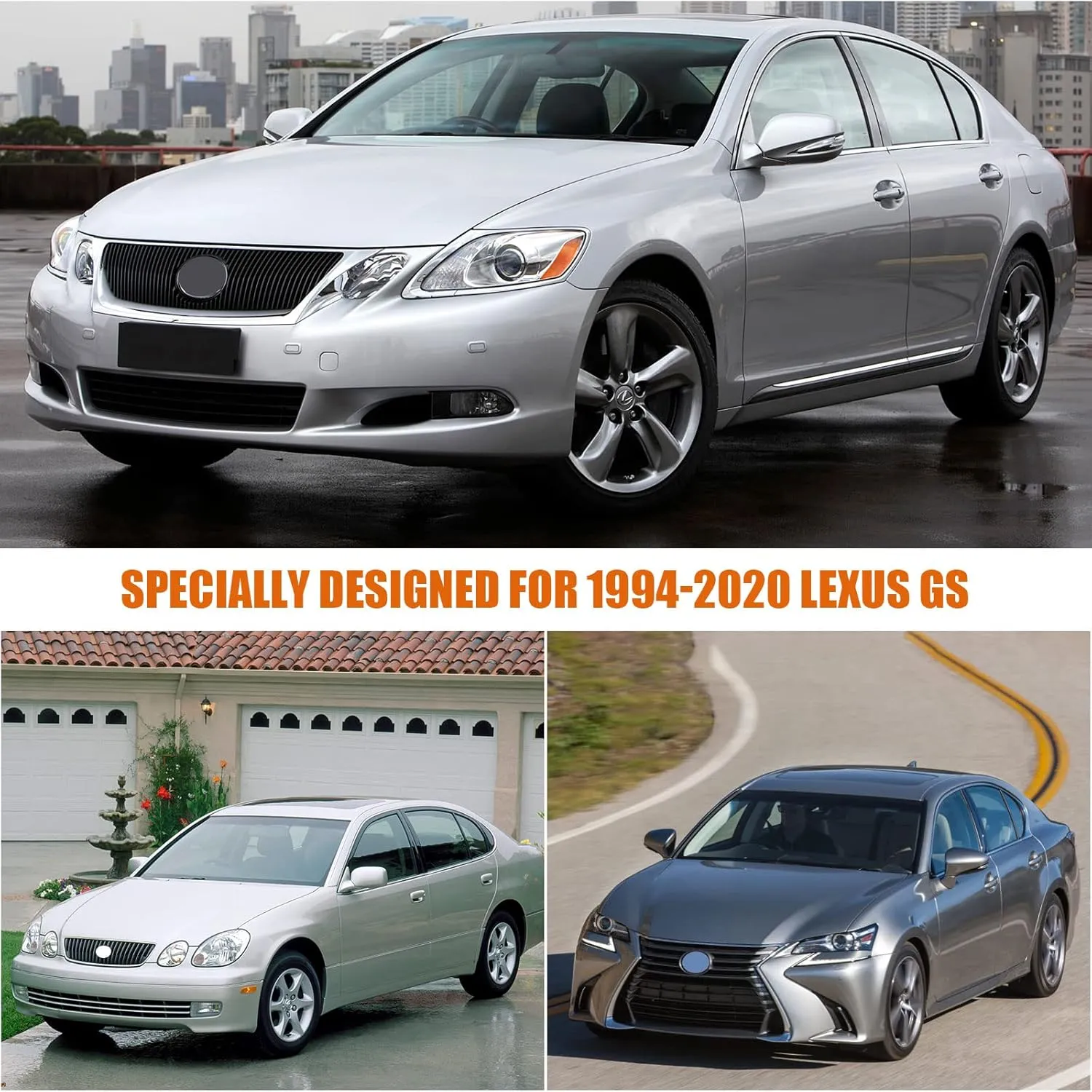 Waterproof Car Covers Replace for 1994–2020 Lexus GS200t GS300 GS350 GS450h, 6 Layers All Weather Custom-fit Car Covers with Zipper Door & Windproof Bands for Snow Rain Dust Hail Protection (GS)