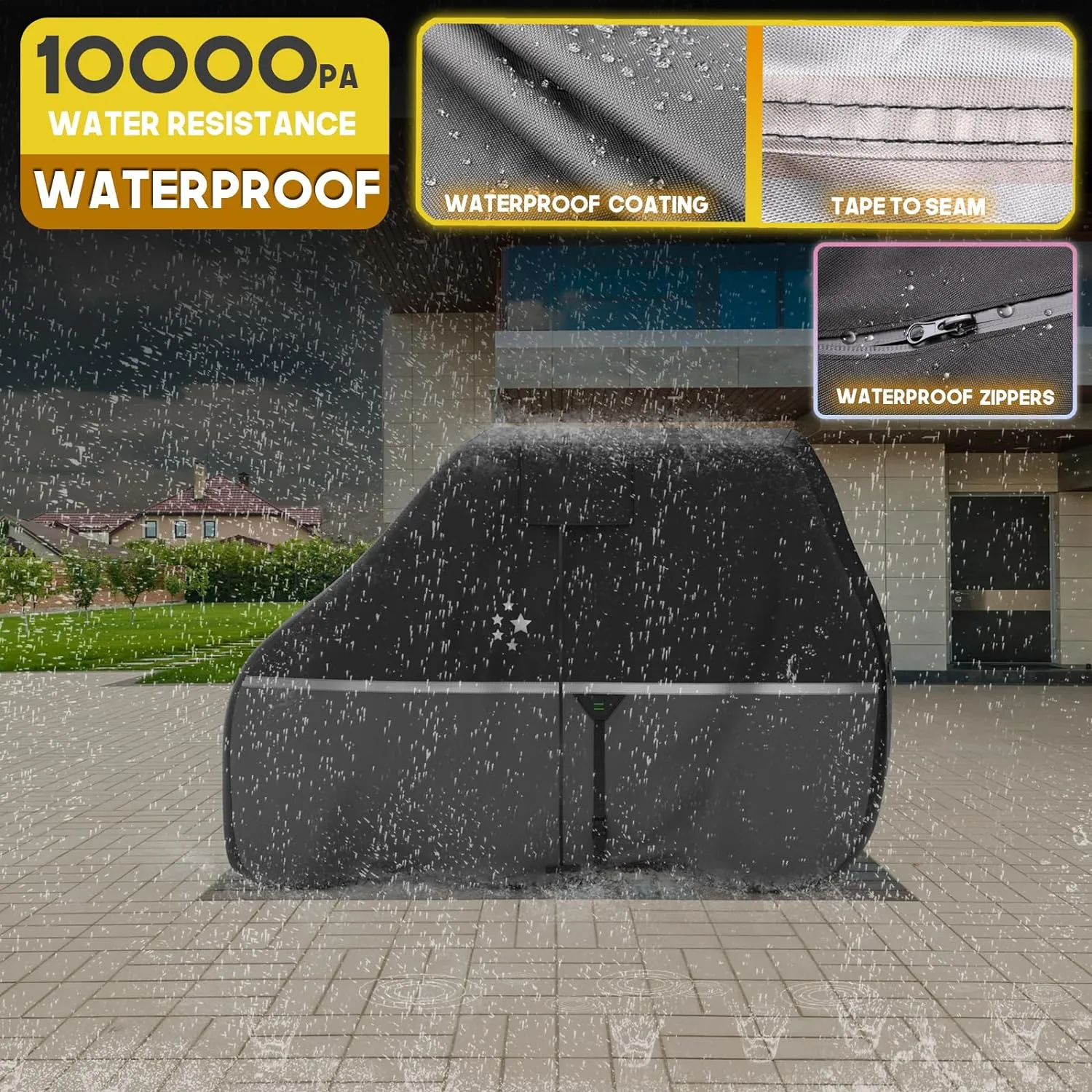 Waterproof Golf Cart Cover, Heavy Duty Marine Grade Fabric, Universal Fits for Most Brand 2/2 2/4 2 Passengers Yamaha, Honda, Club Car, EZGO Golf Cart