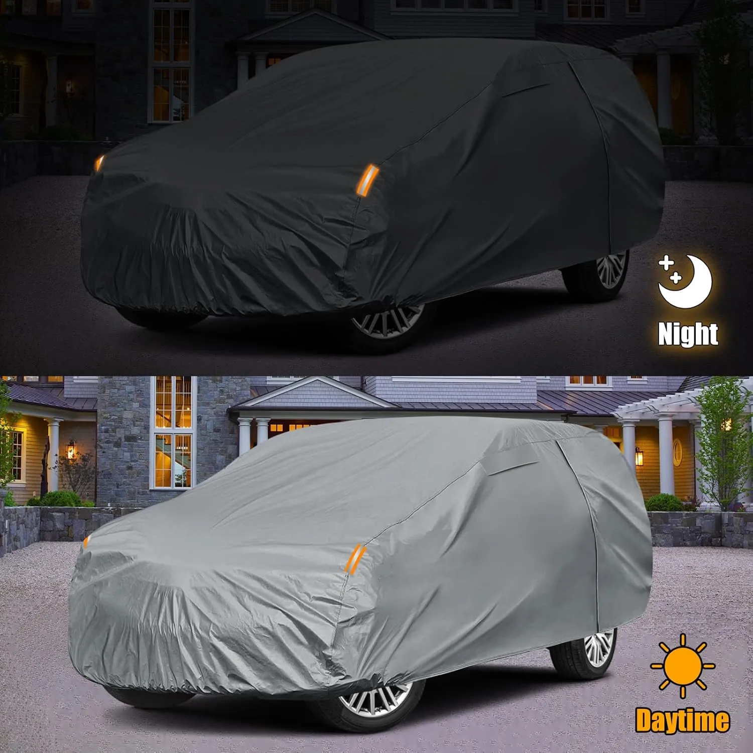 Waterproof Premium Car Covers Replace for 2007-2025 Chevy Suburban/GMC Yukon XL/Cadillac Escalade ESV, 10 Layers Heavy Duty All Weather Car Cover with Zipper Door for Snow Rain Dust Protection