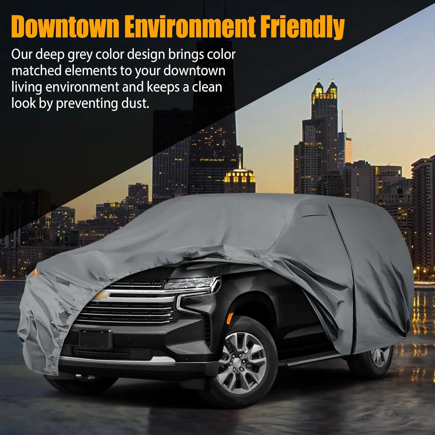 Waterproof Premium Car Covers Replace for 2007-2025 Chevy Suburban/GMC Yukon XL/Cadillac Escalade ESV, 10 Layers Heavy Duty All Weather Car Cover with Zipper Door for Snow Rain Dust Protection