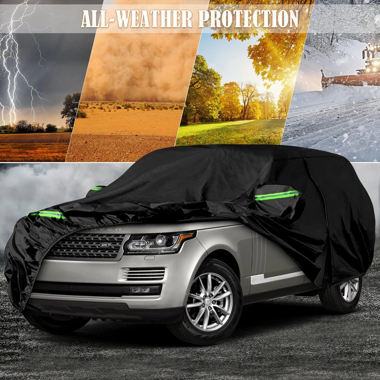 Waterproof Car Covers Replace for 2009-2025 Land Rover Range Rover SWB, 6 Layers All Weather Car Cover with Zipper Door & Windproof Bands for Snow Rain Dust Protection