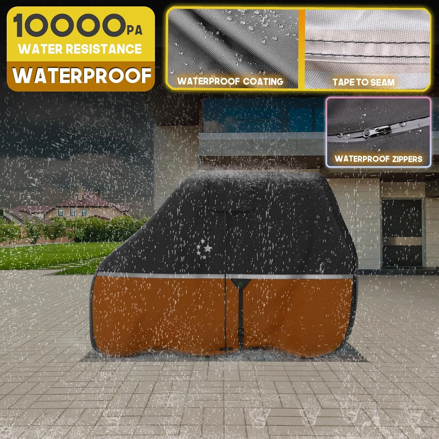 Waterproof Golf Cart Cover, Heavy Duty Marine Grade Fabric, Universal Fits for Most Brand 2/2 2/4 2 Passengers Yamaha, Honda, Club Car, EZGO Golf Cart