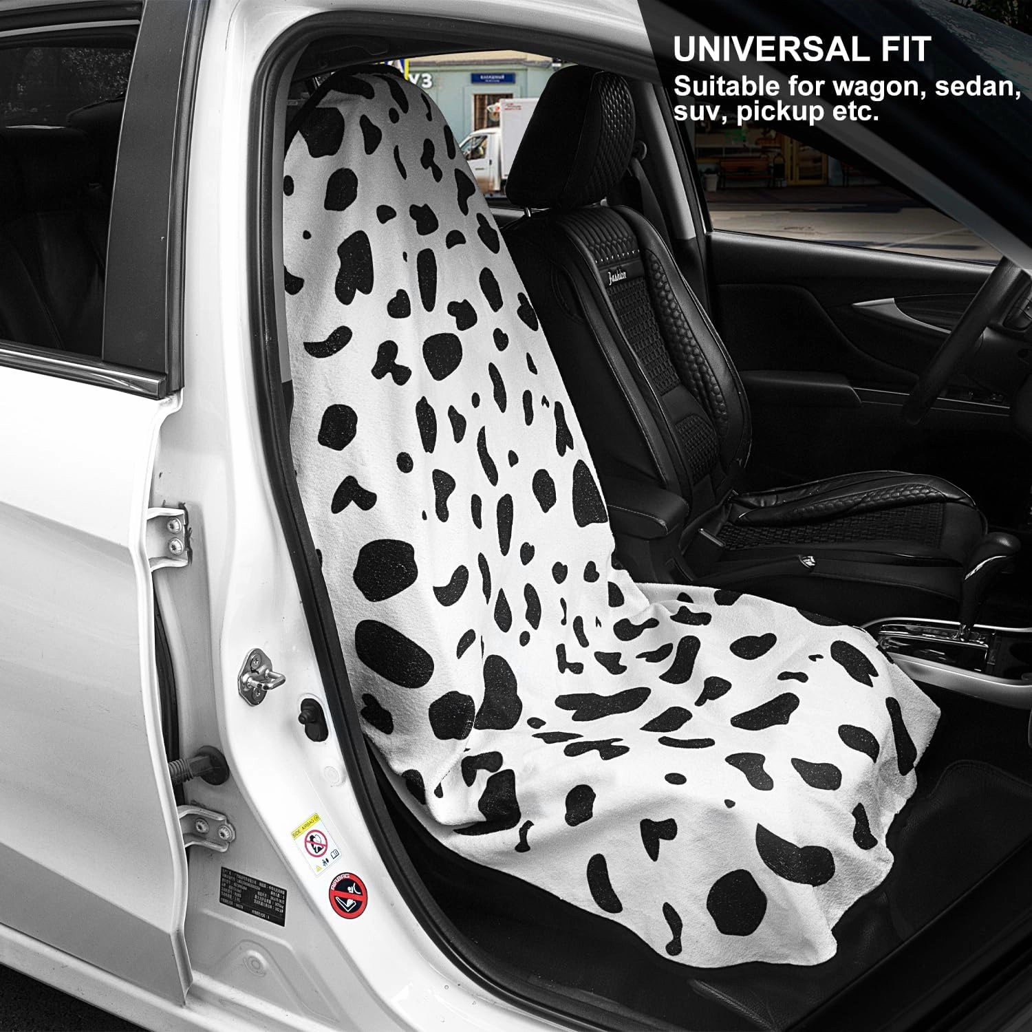 Waterproof Sweating Car Seat Cover for Post Gym Workout, Running, Swimming, Beach and Hiking, Universal Fit Non-Slip Bucket Seat Protector for Cars SUV Trucks, Machine Washable (1pcs-Cow)