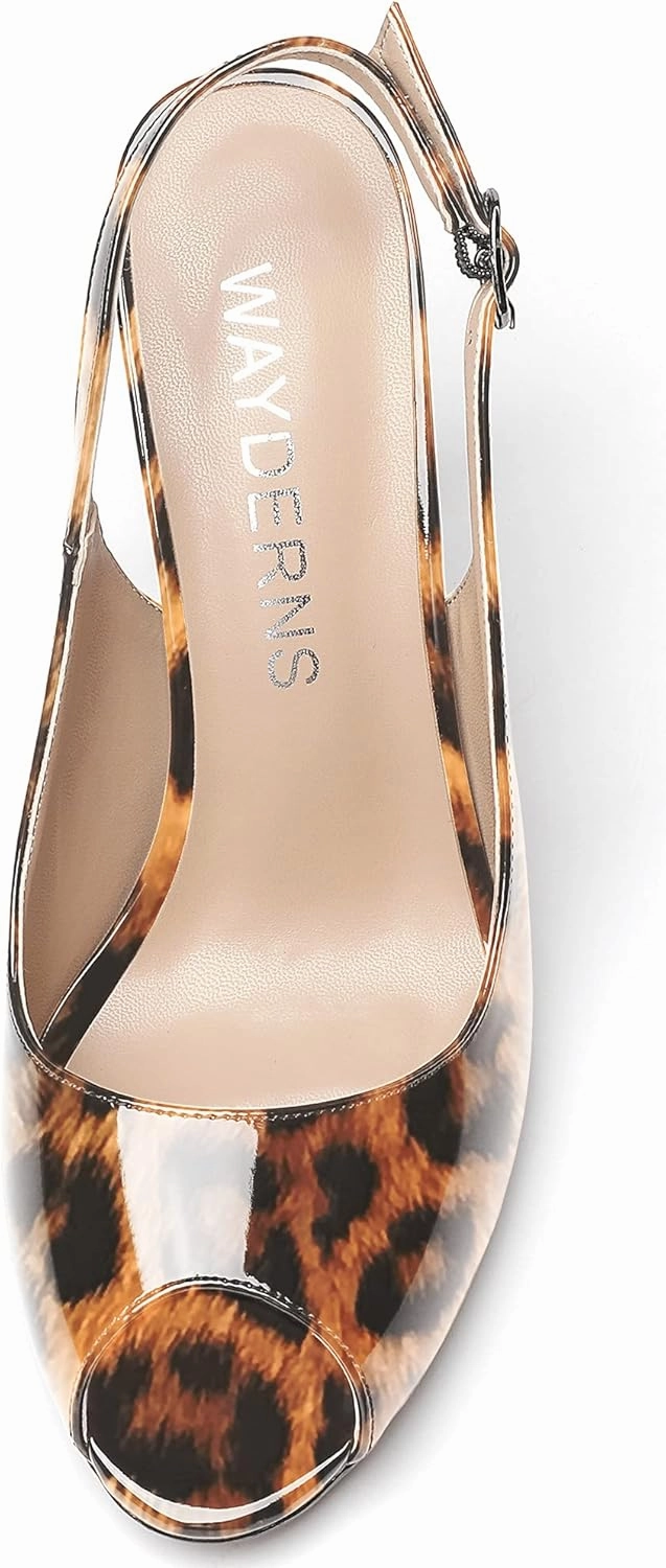 WAYDERNS Women's Slingback Patent Leather Peep Toe Ankle Strap Stiletto High Heel Pumps Wedding Dress 4 Inch