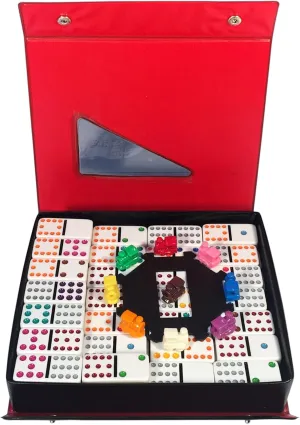 WE Games Mexican Train Dominoes, Double Twelve - Premium Ivory Tiles, Colorful Dots, Family and Adult Board Game