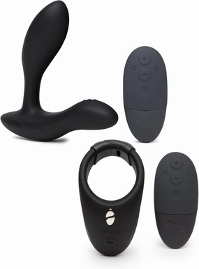 We-Vibe Vector  Black Vibrating Butt Plug and Prostate Massager & Bond Adjustable Wearable Vibrating Cock Ring - App Controlled Couples Sex Toys Bundle