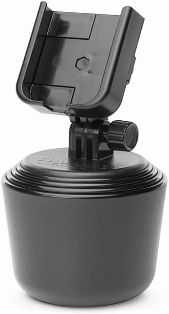 WeatherTech CupFone – Adjustable, Universal Cup Holder Phone Mount Accessory for Car – Compatible with iPhone & Other Smartphones – Open Access Design for Cell Phone Charging - Black Plastic Knobs