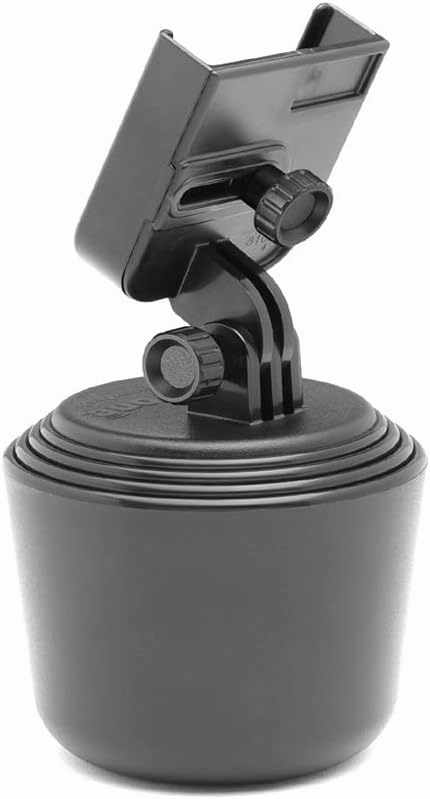 WeatherTech CupFone – Adjustable, Universal Cup Holder Phone Mount Accessory for Car – Compatible with iPhone & Other Smartphones – Open Access Design for Cell Phone Charging - Black Plastic Knobs