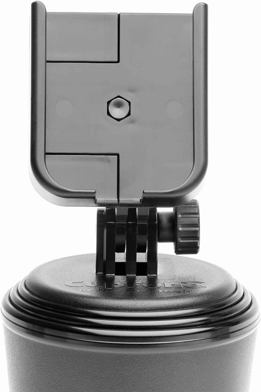 WeatherTech CupFone – Adjustable, Universal Cup Holder Phone Mount Accessory for Car – Compatible with iPhone & Other Smartphones – Open Access Design for Cell Phone Charging - Black Plastic Knobs