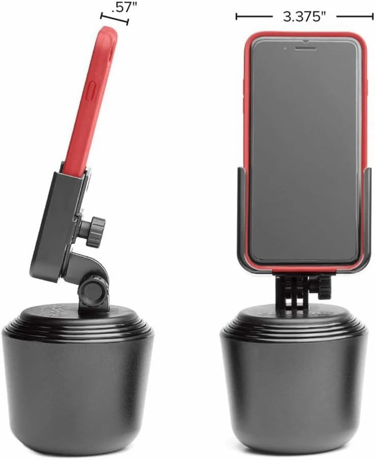 WeatherTech CupFone – Adjustable, Universal Cup Holder Phone Mount Accessory for Car – Compatible with iPhone & Other Smartphones – Open Access Design for Cell Phone Charging - Black Plastic Knobs