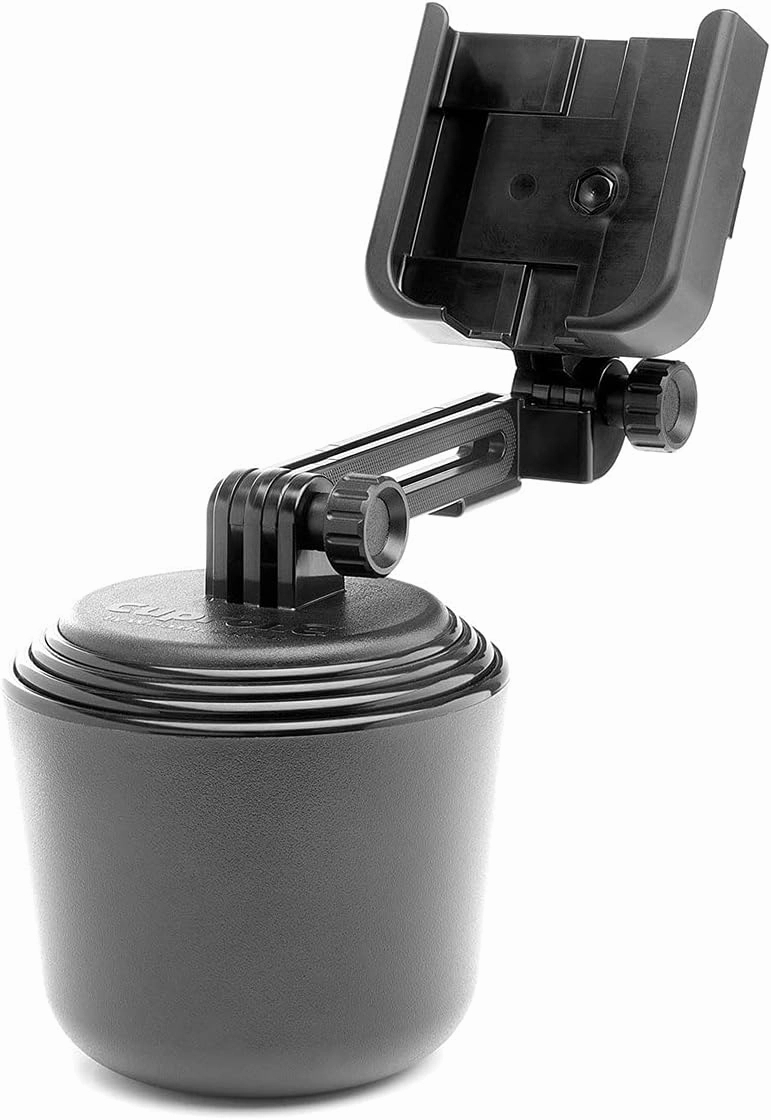 WeatherTech CupFone with Extension – Adjustable, Universal Cup Holder Cell Phone Mount Car & Truck Accessory – Best Design for iPhone & Smartphone Charging – Black Plastic Knobs
