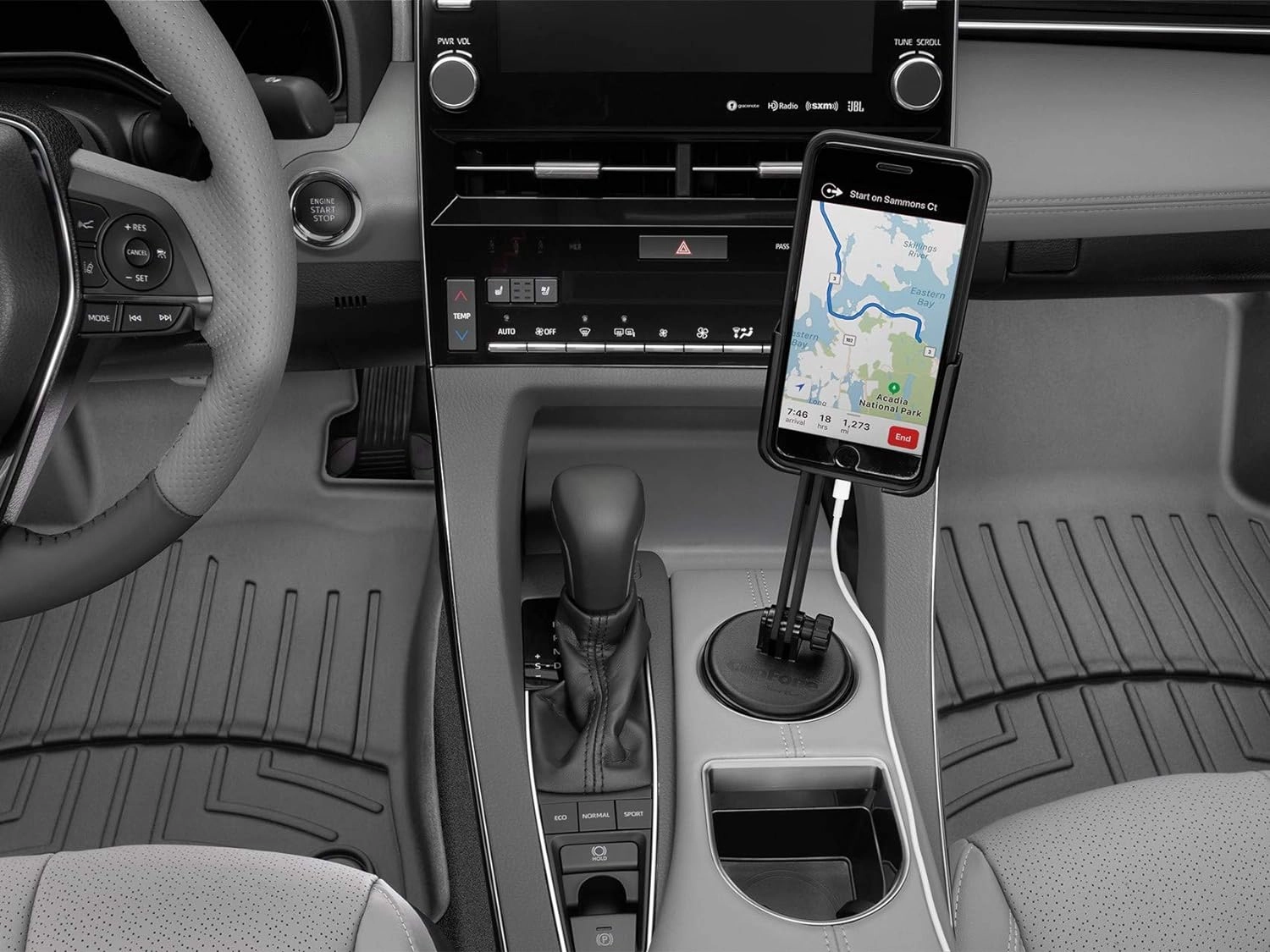 WeatherTech CupFone with Extension – Adjustable, Universal Cup Holder Cell Phone Mount Car & Truck Accessory – Best Design for iPhone & Smartphone Charging – Black Plastic Knobs