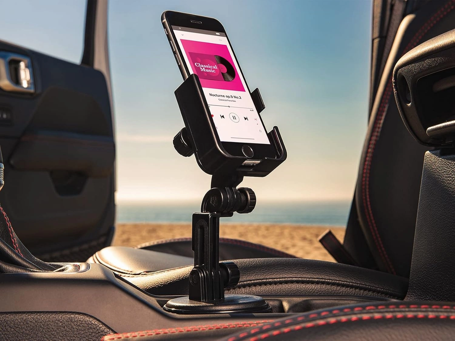 WeatherTech CupFone with Extension – Adjustable, Universal Cup Holder Cell Phone Mount Car & Truck Accessory – Best Design for iPhone & Smartphone Charging – Black Plastic Knobs