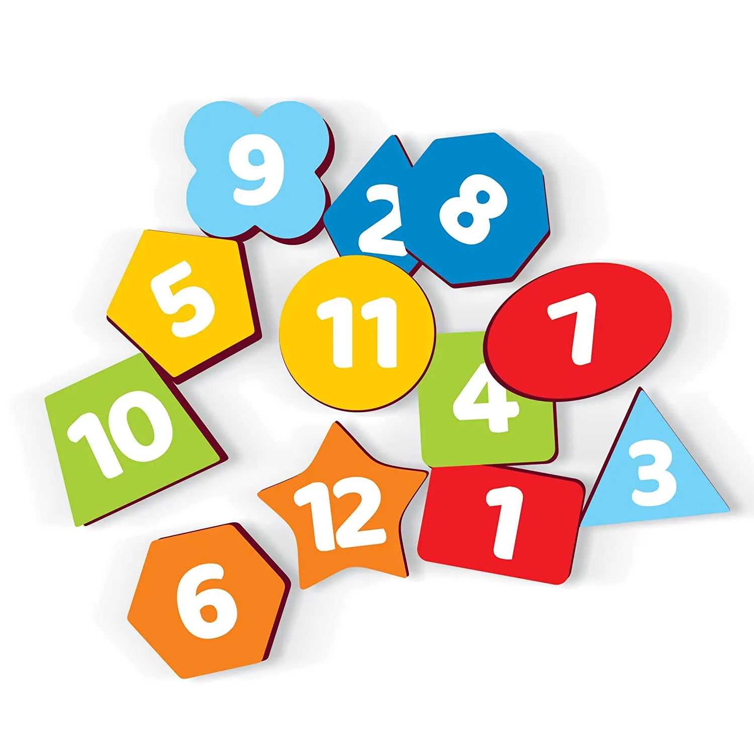 Webby Wooden Early Educational Teaching Clock -Time & Shapes (Round)