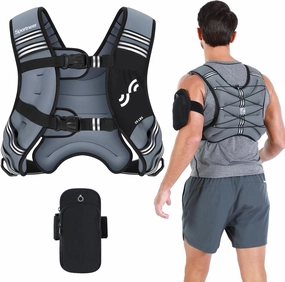 Weighted Vest for Men and Women: Sportneer 8lbs/12lbs/15lbs/20lbs/25lbs Weight Vest with Reflective Stripe Running Vest for Workout Strength Training Fitness Muscle Building Weight Loss Weightlifting