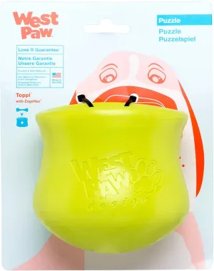 WEST PAW Zogoflex Toppl Interactive Treat Dispensing Dog Puzzle Play Toy, 100% Guaranteed Tough, It Floats!, Made in USA, Large, Granny Smith