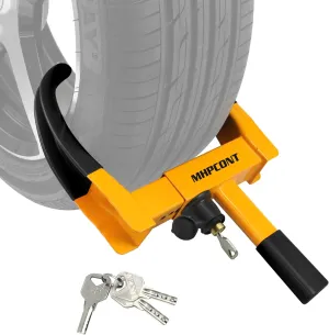 Wheel Lock Universal Trailer Wheel Lock Adjustable Security Tire Boot Lock Anti Theft for ATV RV SUV Car Golf Cart Boats Motorcycles Great Deterrent Bright Black-Yellow (3 Keys)