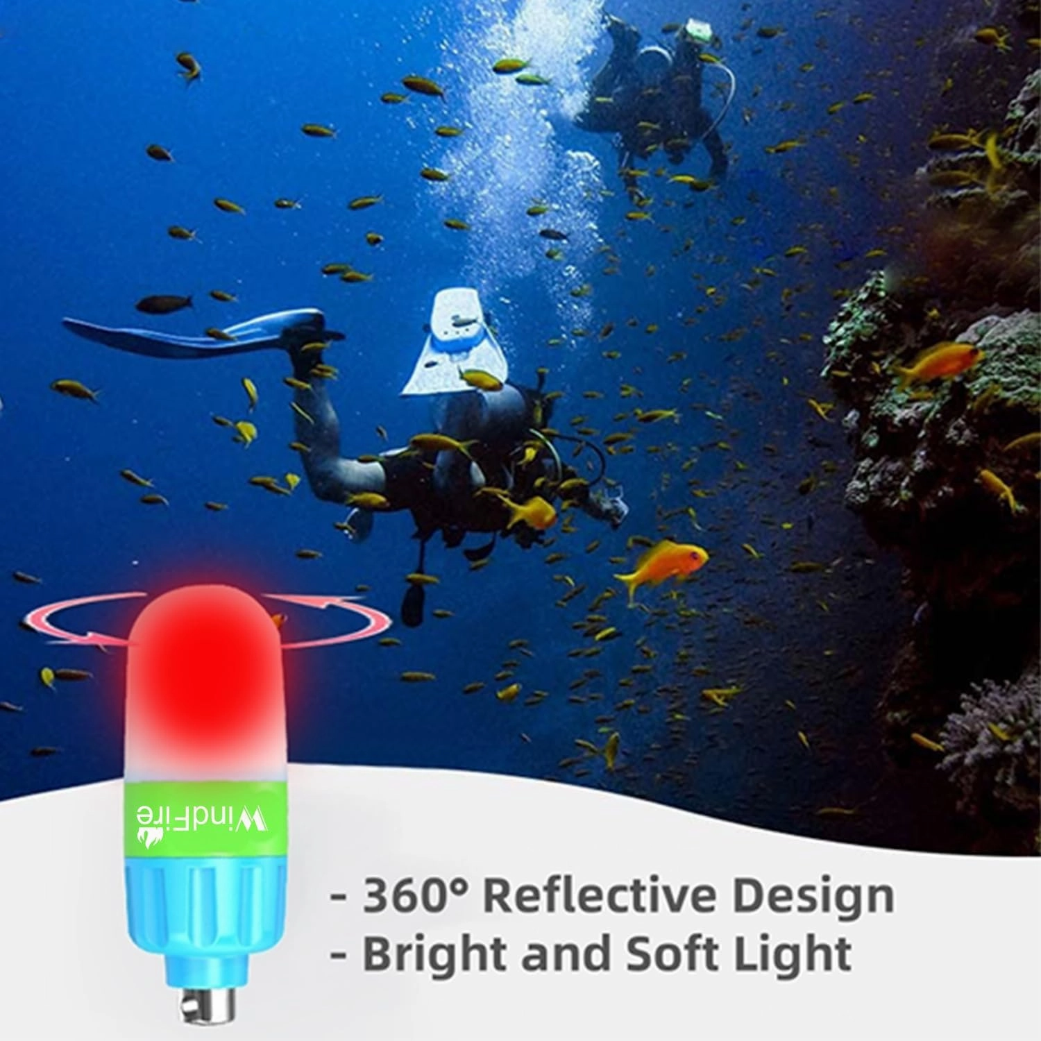 WINDFIRE Scuba Dive Signal Light Night Diving Flashing Marker Light, High Visibility Diving Tank Light Mini Dive Beacon with Flashing and Constant Modes for Underwater Diving(Red)