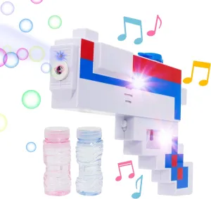 Windy City Novelties LED Light Up Pixel Bubble Gun with Sound Outdoor Toys for Kids