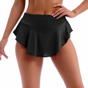 Women High Waist Ruffle Yoga Shorts Gym Workout Rave Booty Dance Mini Hot Pants Bottoms Active Skirted Panties