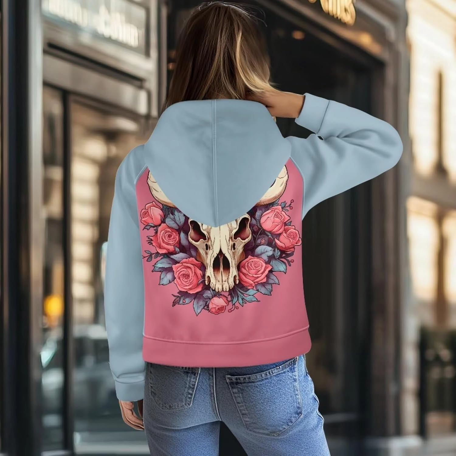 Women's Hoodie, Women's Printed Hoodie, Half Zip Closure, Kangaroo Pocket, S - 2XL.