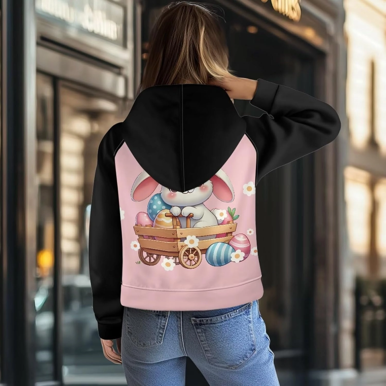 Women's Hoodie, Women's Printed Hoodie, Half Zip Closure, Kangaroo Pocket, S - 2XL.