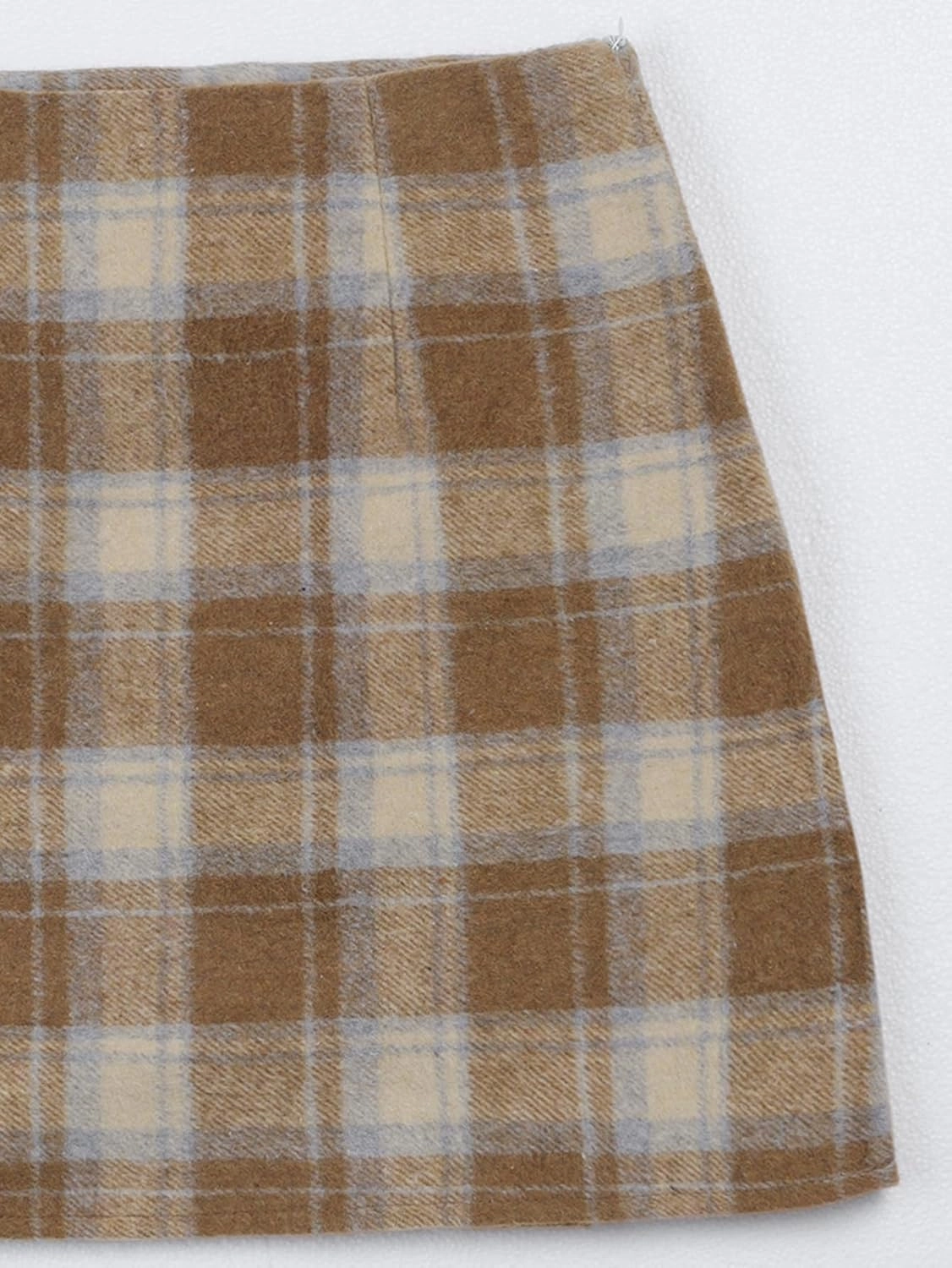Women's Plaid Mini Skirt Zipper Side High Waisted Pleated A Line Short Skirt