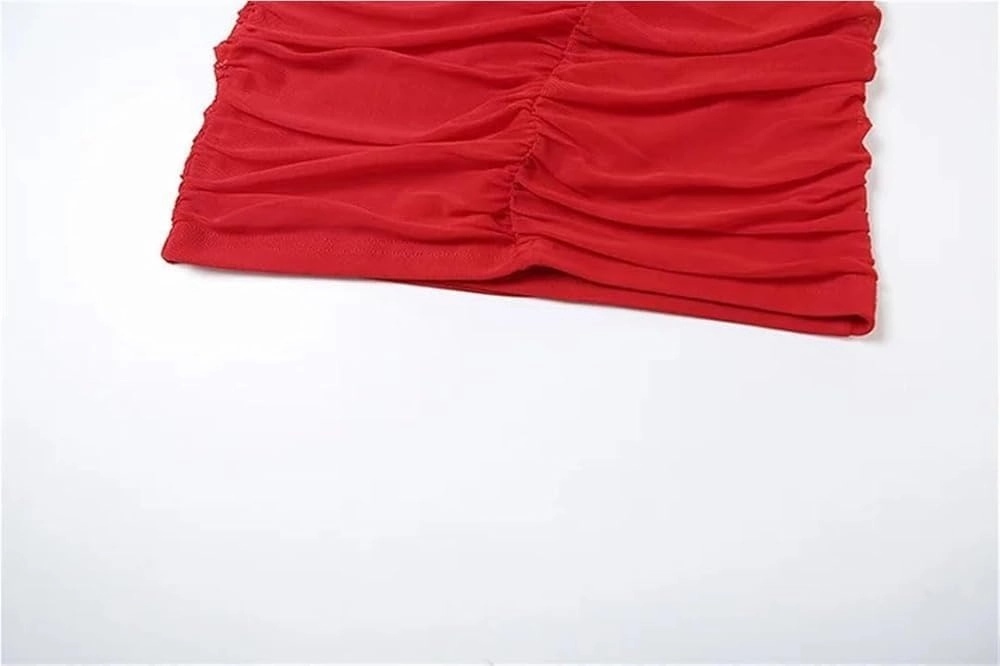 Women's Strapless Bow Mini Solid Color Dress Skinny High Waist Pleated Slash Neck Sexy Bodycon Party Clubwear