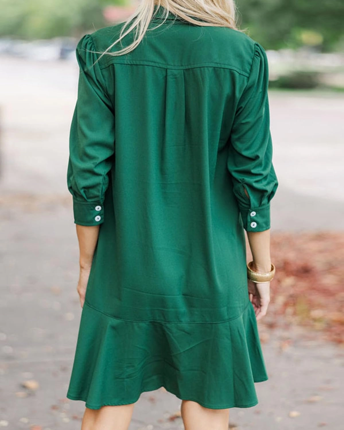Women's Tunic Mini Shirt Dress Cotton Long Sleeve Ruffle Hem Dress Button Up Shift Chambray Dresses