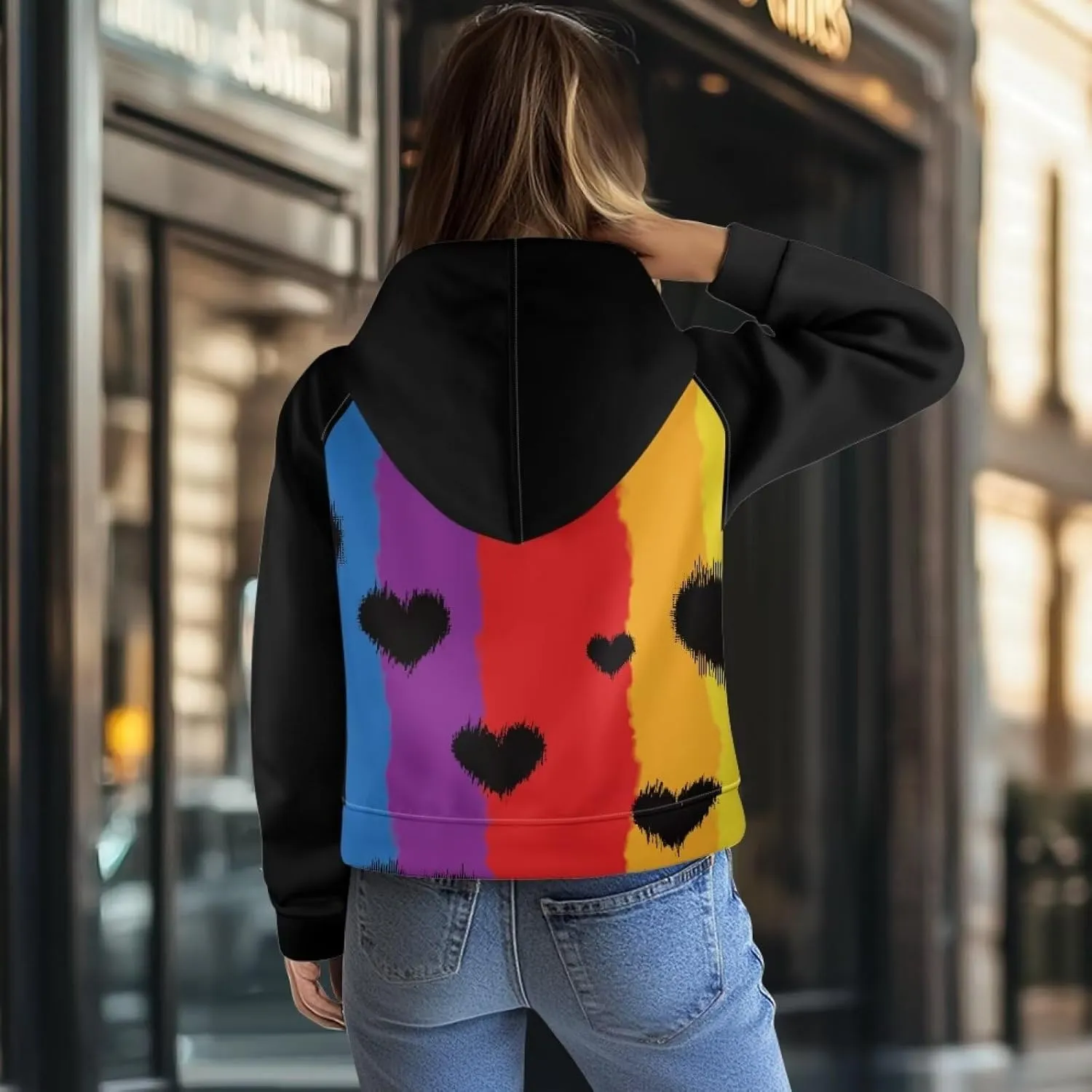 Women's Hoodie, Women's Printed Hoodie, Half Zip Closure, Kangaroo Pocket, S - 2XL.