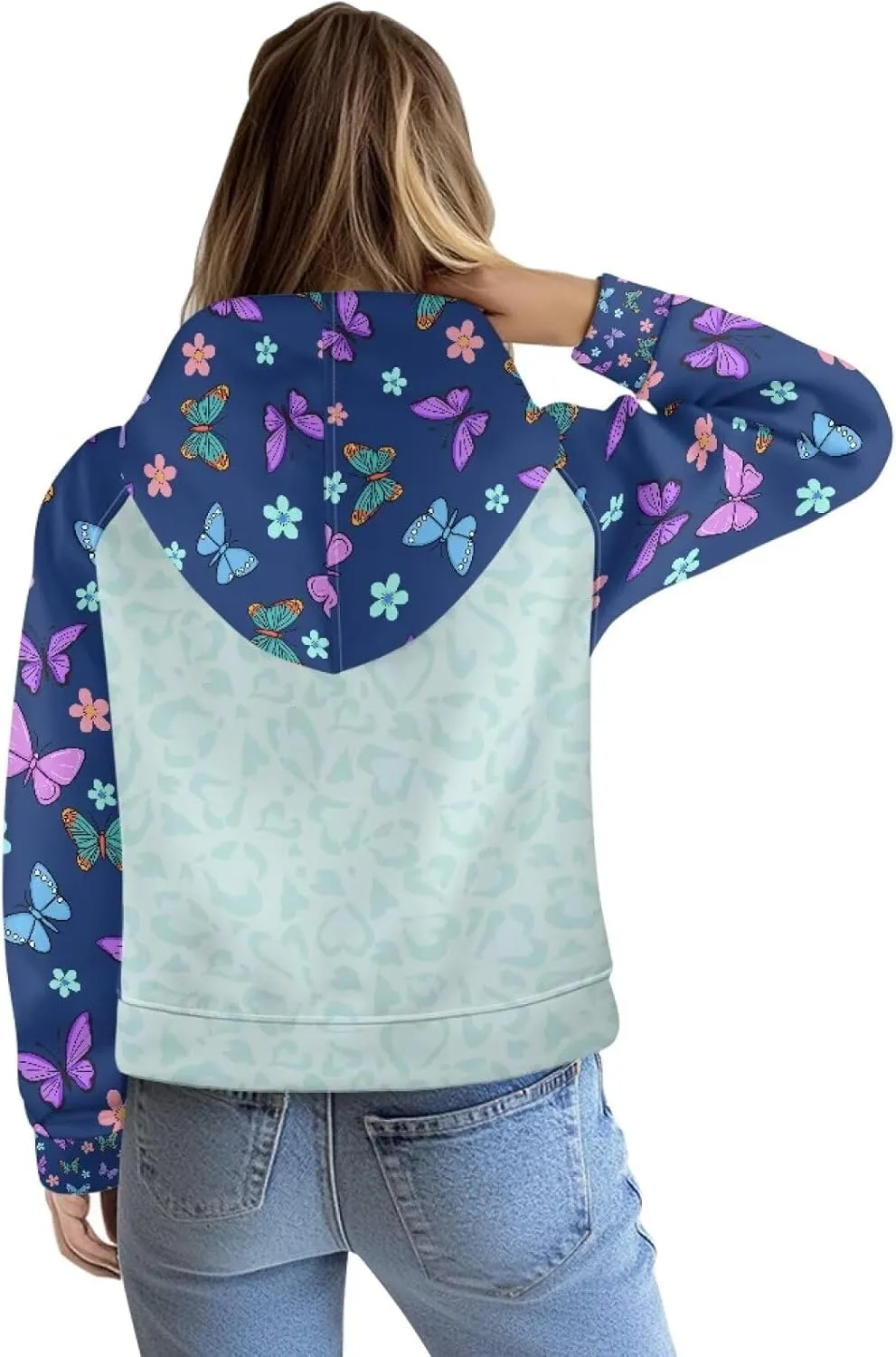 Women's Hoodie, Women's Printed Hoodie, Half Zip Closure, Kangaroo Pocket, S - 2XL.