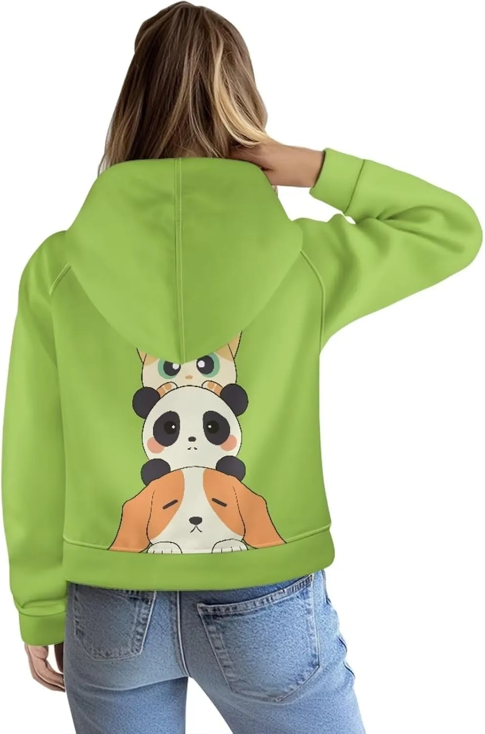 Women's Hoodie, Women's Printed Hoodie, Half Zip Closure, Kangaroo Pocket, S - 2XL.
