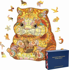 Wood Cut Puzzles, Wooden Jigsaw Puzzles, Animals Shaped Unique Wooden Puzzles for Adults and Kids, Cool Gadgets Magic Liberty Puzzles, Cute Golden Hamster (Medium 200 pcs)