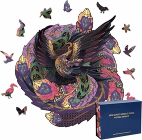 Wood Cut Puzzles, Wooden Jigsaw Puzzles, Animals Shaped Unique Wooden Puzzles for Adults and Kids, Cool Gadgets Magic Liberty Puzzles, Purple Suzaku Phoenix holy Beast (Large 300 pcs)