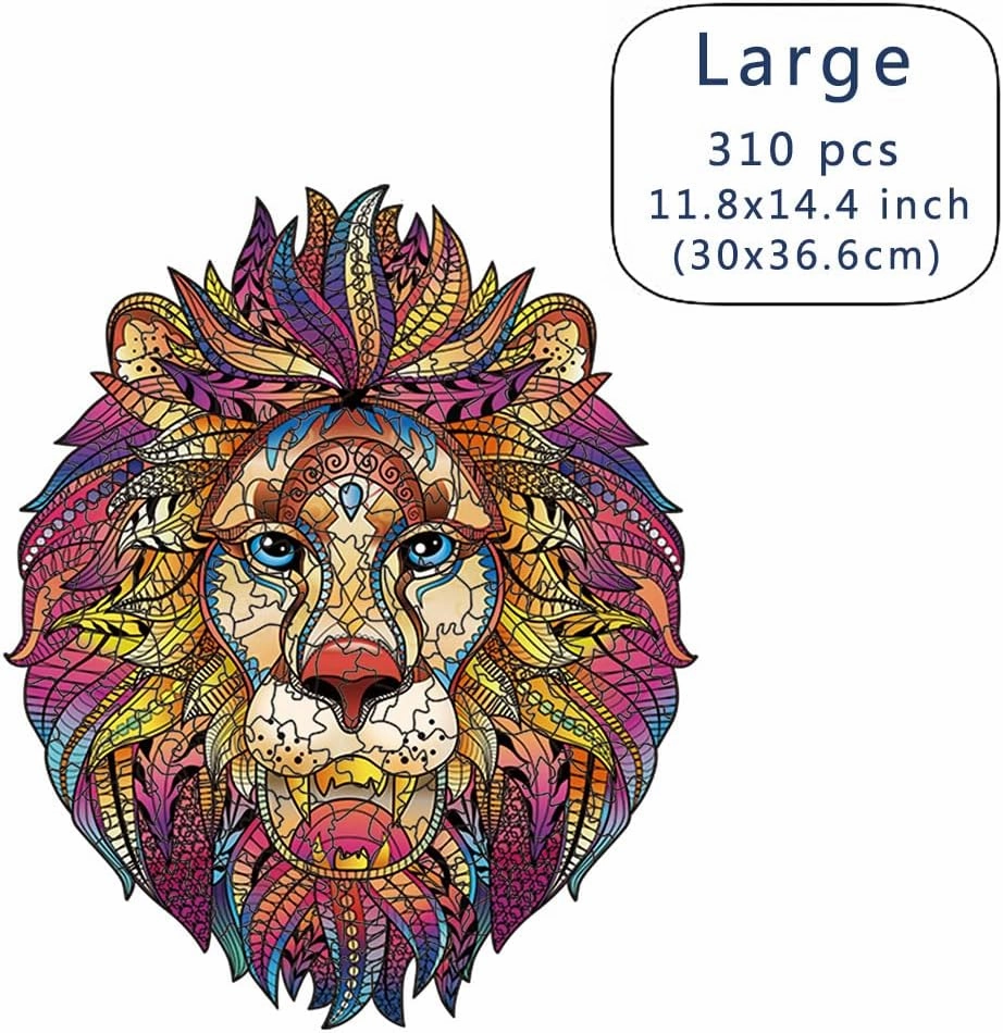 Wood Cut Puzzles, Wooden Jigsaw Puzzles, Animals Shaped Unique Wooden Puzzles for Adults and Kids, Cool Gadgets Magic Liberty Puzzles, The Head of The Lion King (Large 310 pcs)