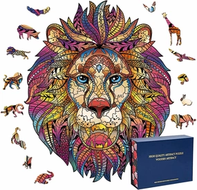 Wood Cut Puzzles, Wooden Jigsaw Puzzles, Animals Shaped Unique Wooden Puzzles for Adults and Kids, Cool Gadgets Magic Liberty Puzzles, The Head of The Lion King (Large 310 pcs)