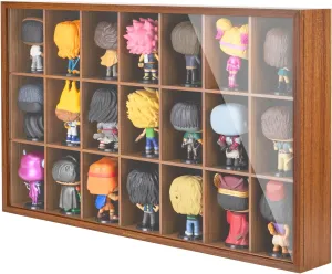 Wooden Action Figure Display Case Fit for Funko Pop Figure - 4-Inch Vinyl Funko Pop Display with Stand Base,Collections Organizer for Decor, Stores up to 21PCS Figures
