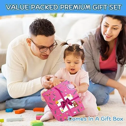 Wooden Activity Cube | Montessori Toys for 1 2 3 Year Old Toddlers | One Year Old 1st First Birthday Gift | Educational Toys for 12  Months Baby Boys Girls | Bonus Sorting & Stacking Game (Pink)