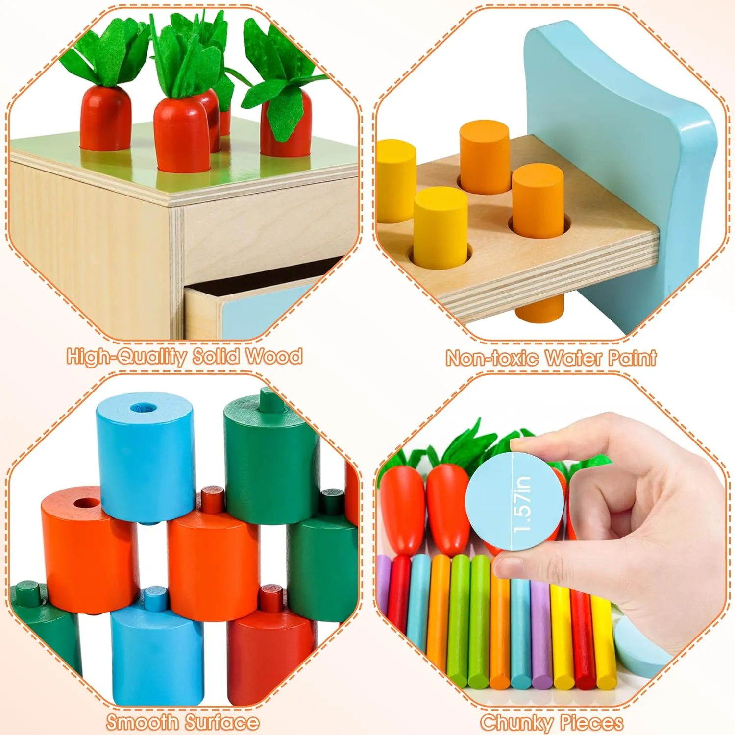 Wooden Montessori Toys for 1  Year Old, 9 in 1 Learning Educational Toys for Toddler with Educational Box, Xylophone, Pound Bench, Shape Puzzle and More, Baby Toy Gift for 12-18 Months