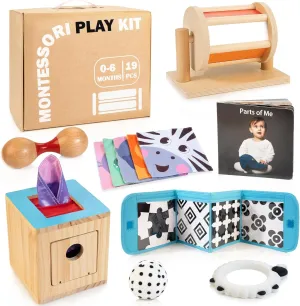Wooden Montessori Toys for 1  Year Old, 9 in 1 Learning Educational Toys for Toddler with Educational Box, Xylophone, Pound Bench, Shape Puzzle and More, Baby Toy Gift for 12-18 Months