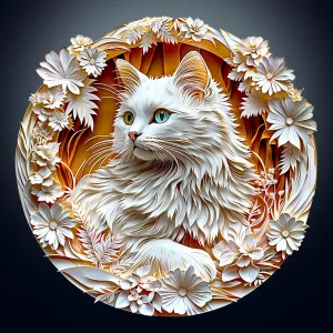 Wooden Puzzle for Adults-3D Visual Effect White Cat Wooden Puzzle Unique Shape Advanced Wooden Jigsaw Puzzle for Adult, Best Birthday Gifts,Halloween Challenge Craft (S-8.5 * 8.4in-100pcs)