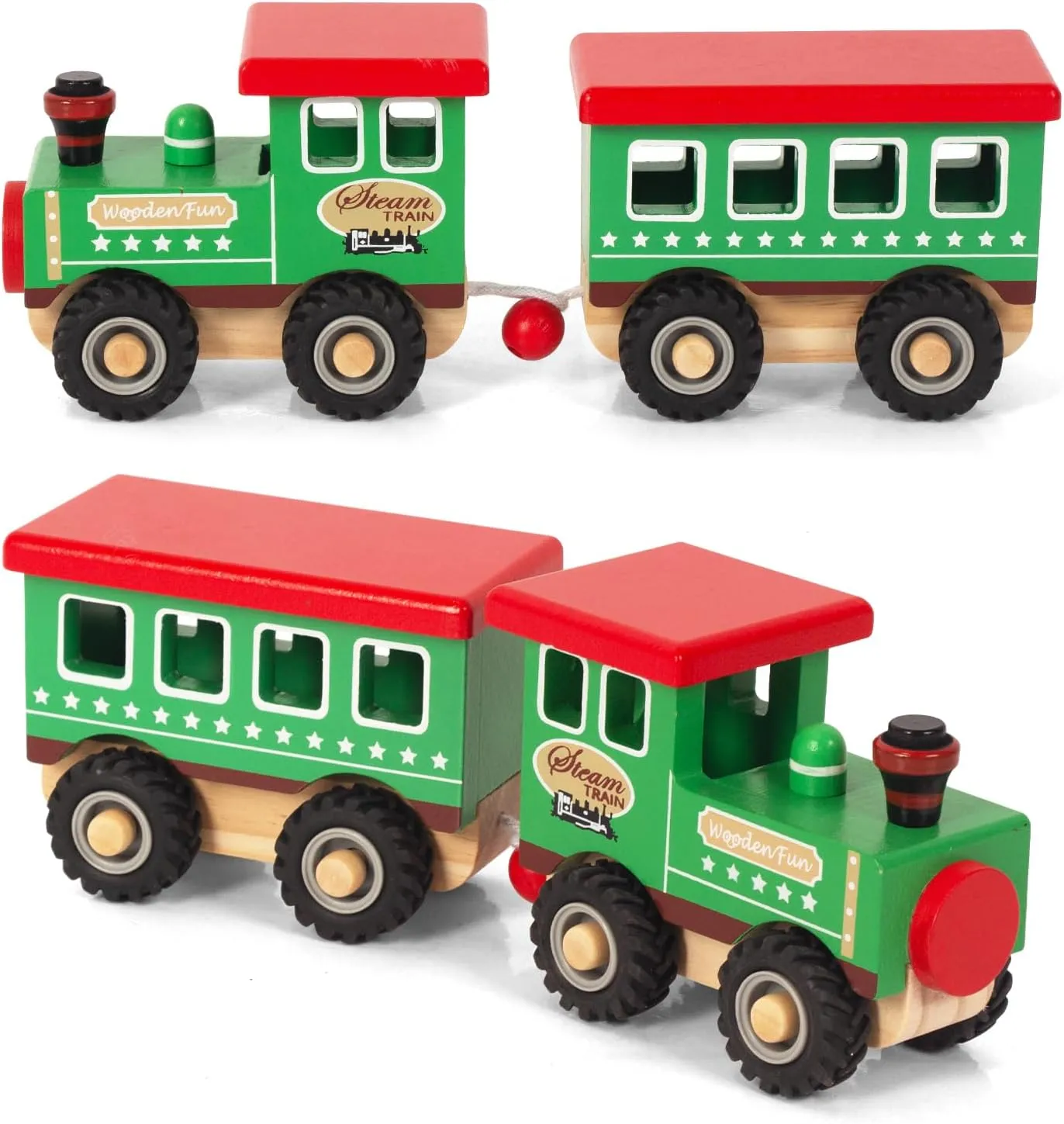 Wooden Toys Car for Toddlers 1-3, Montessori Baby Sightseeing Vehicle Toy Hand Push Cars for 1 2 3 Year Old Boys Girls